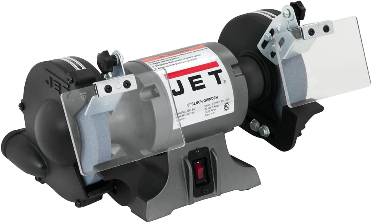 JET 6-Inch Bench Grinder, 3450 RPM, 1/4 HP, 115V 1Ph (Model JBG-6)