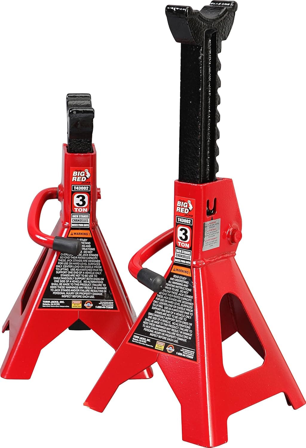 BIG RED T43202 Torin Heavy Duty Steel Jack Stands: 3 Ton (6,000 lb) Capacity, 1 Pair