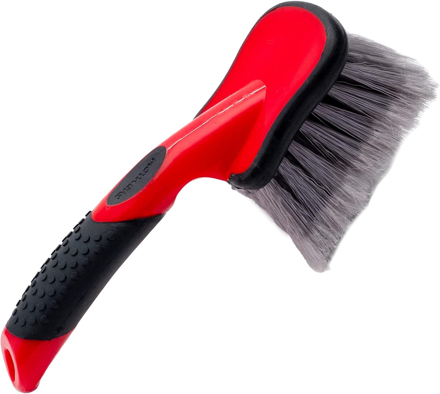 Mothers Car Wash Brush, Wheel and Fender Brush, Short Handle Tire Cleaner, 10 Inch, Red/Black