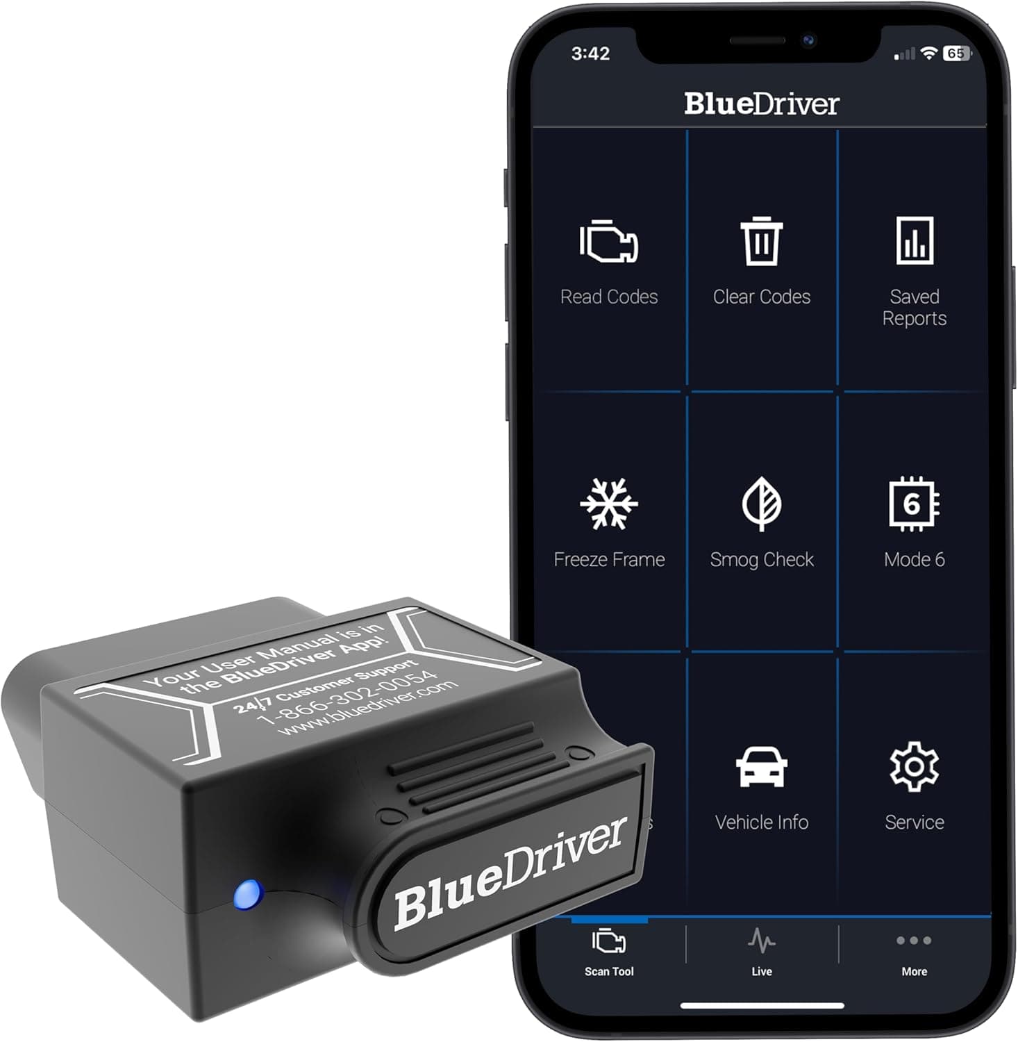 BlueDriver Bluetooth Pro OBDII Scan Tool for iPhone & Android - No Subscription Fee - OBD2 Car Scanner and Code Reader