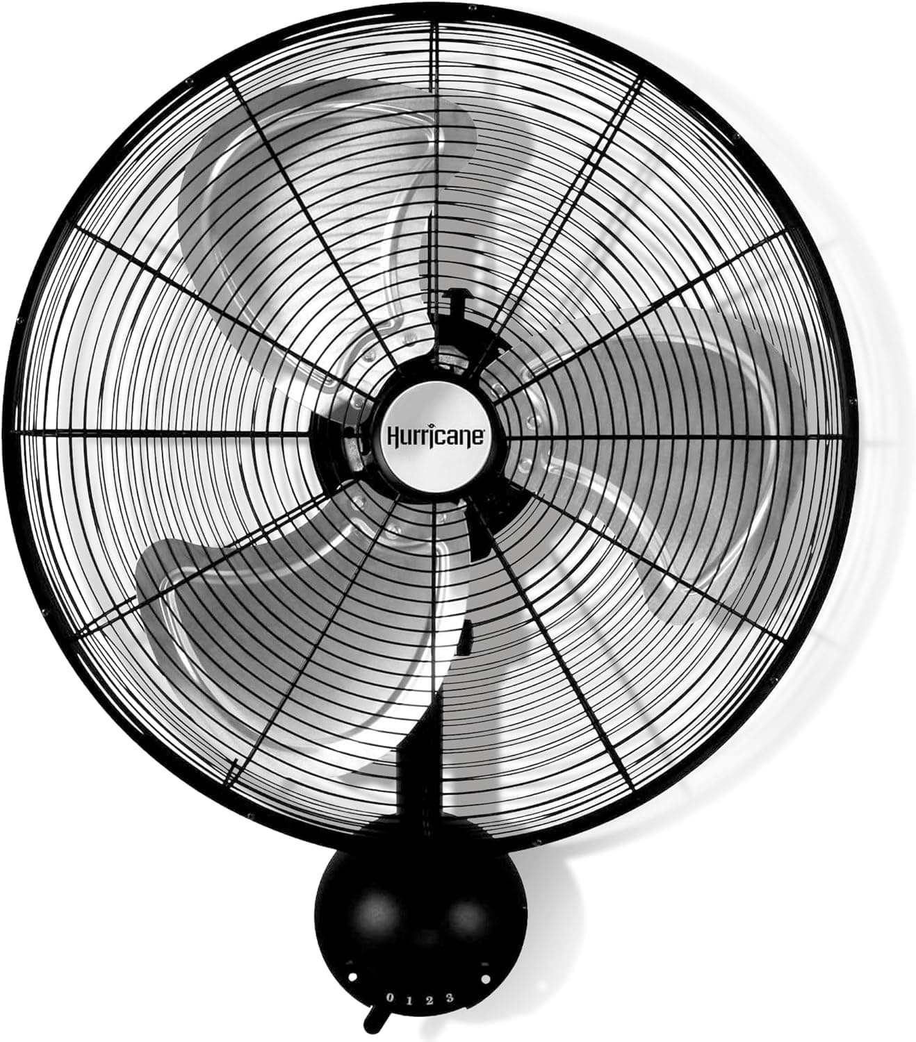 Hurricane Pro High Velocity Oscillating Metal Wall Mount Fan, 3 Speeds, Black, 20", 4500 CFM