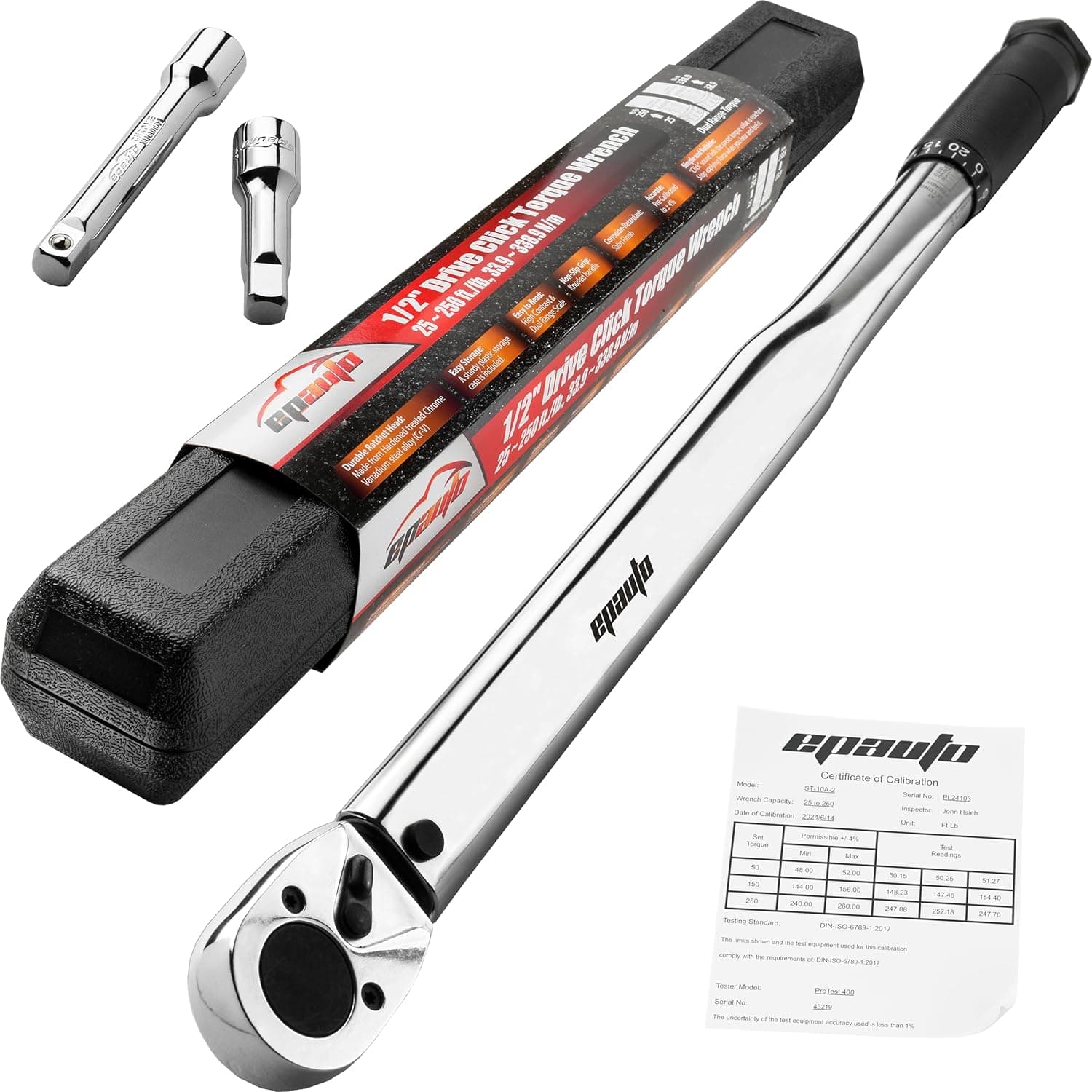 EPAuto 1/2-Inch Drive Click Torque Wrench, 25-250 ft.-lb./33.9~338.9 Nm