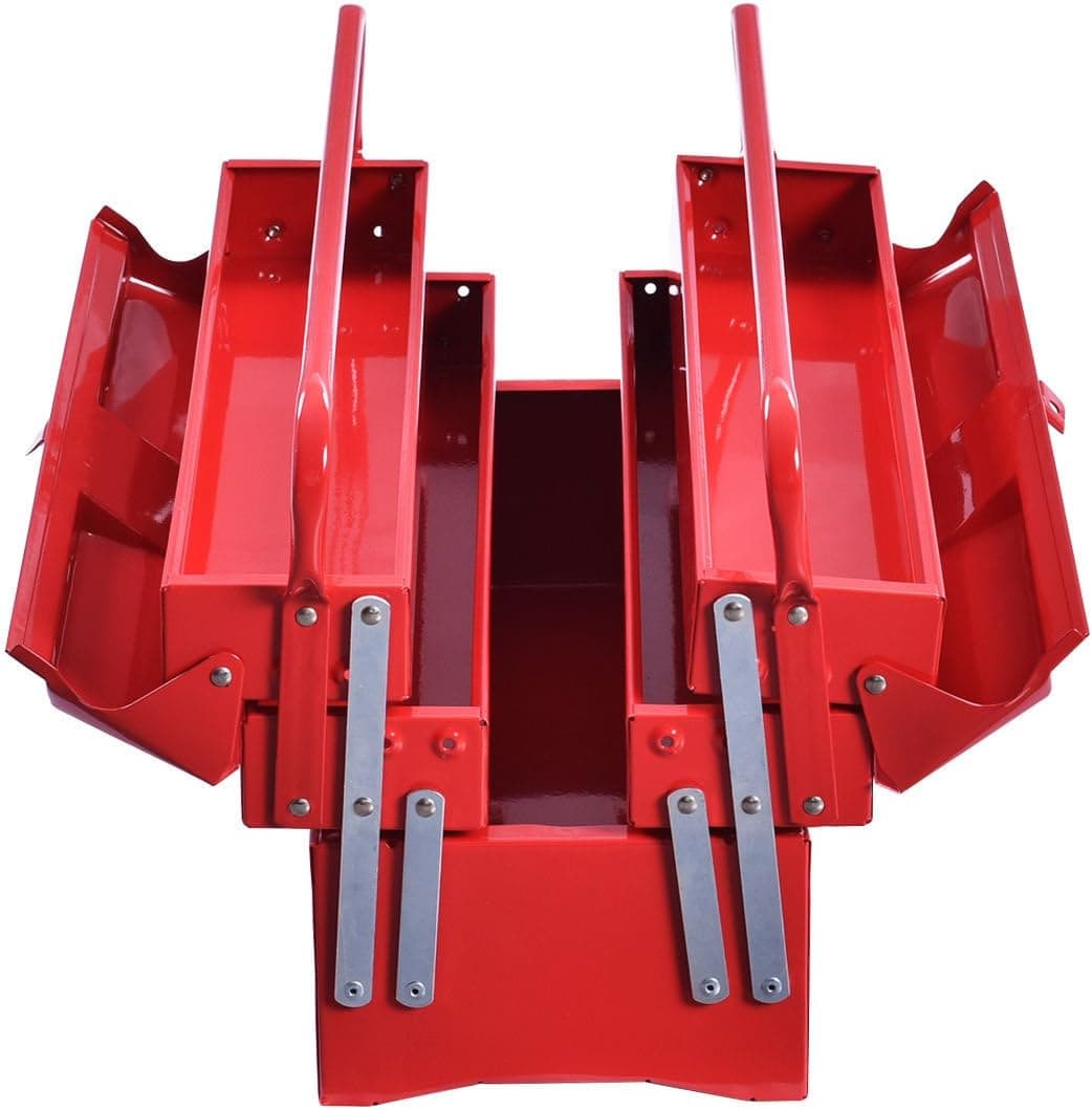 New 20" 5 Trays Mechanic Garage Steel Cantilever Tool Box Chest Storage Portable, Red