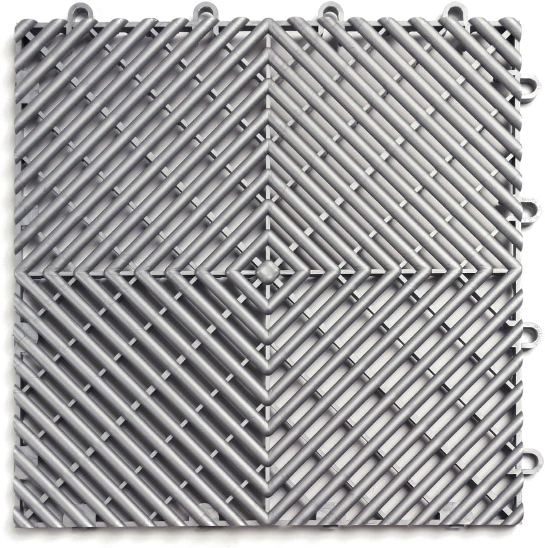 Big Floors RaceDeck Garage Floor Tiles, Free-Flow Self-Draining Non-Slip Heavy-Duty Copolymer (Alloy, 48 Pack of 12 x 12 Tiles)
