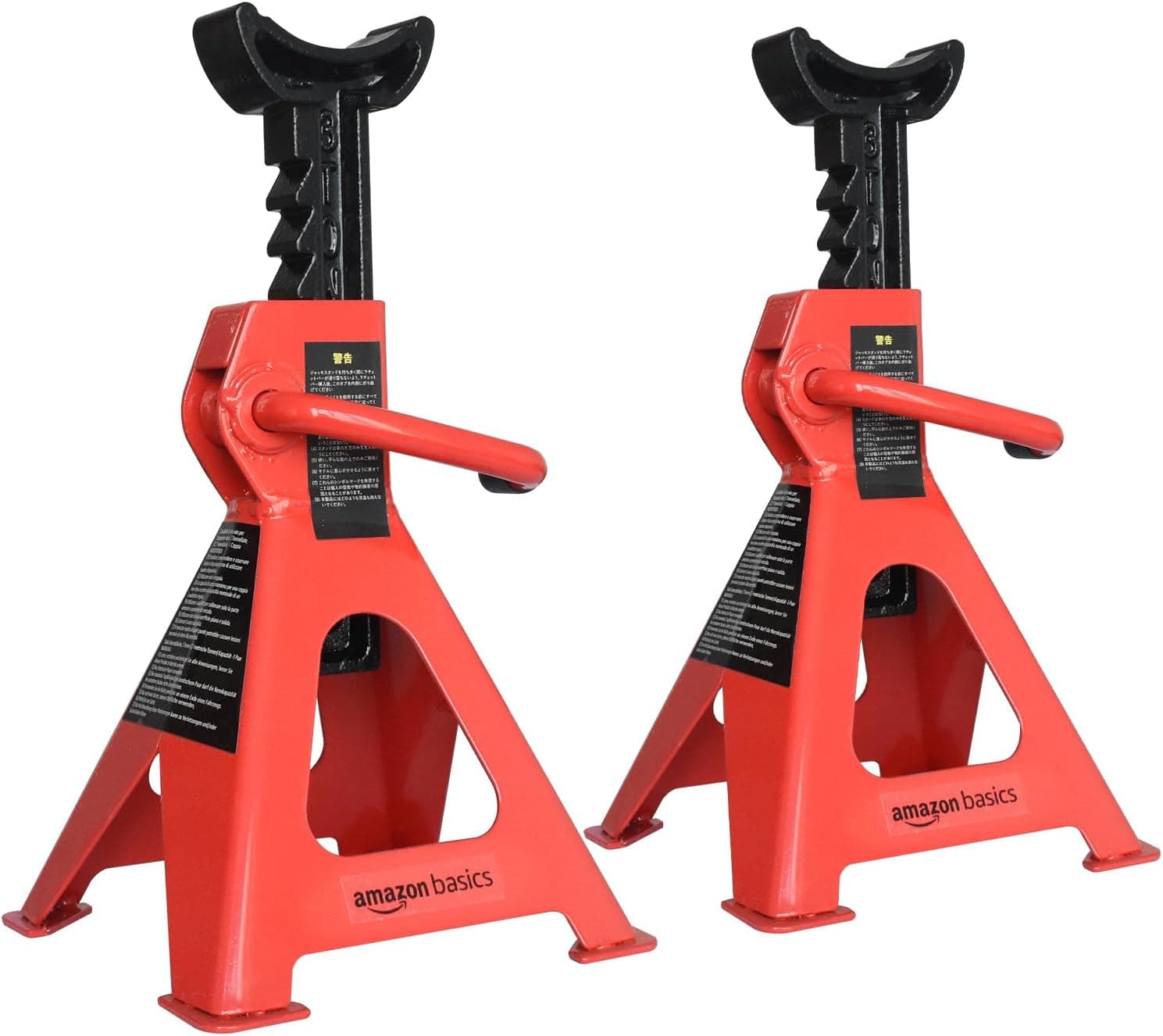 Amazon Basics Steel Jack Auto Stands, 3 Ton (6,000 lb) Capacity, Adjustable Height, 1 Pair