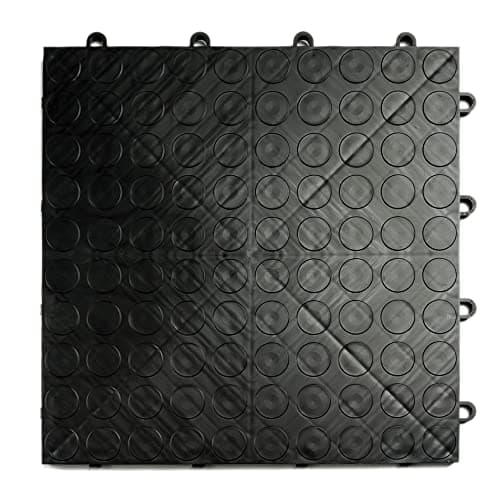 SnapLock GarageDeck 12"x12" Interlocking Garage Floor Tiles, 24pk, Black | 24 sq. ft. coverage, 40,000-lb. rolling load capacity, Coin traction surface, PowerLock installation, Made in USA