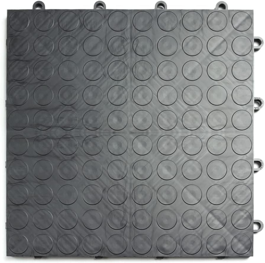 Big Floors GarageDeck Garage Floor Tiles, Coin Pattern Non-Slip Heavy-Duty Copolymer Modular Tile (Graphite, 48 Pack of 12 x 12 Tiles)