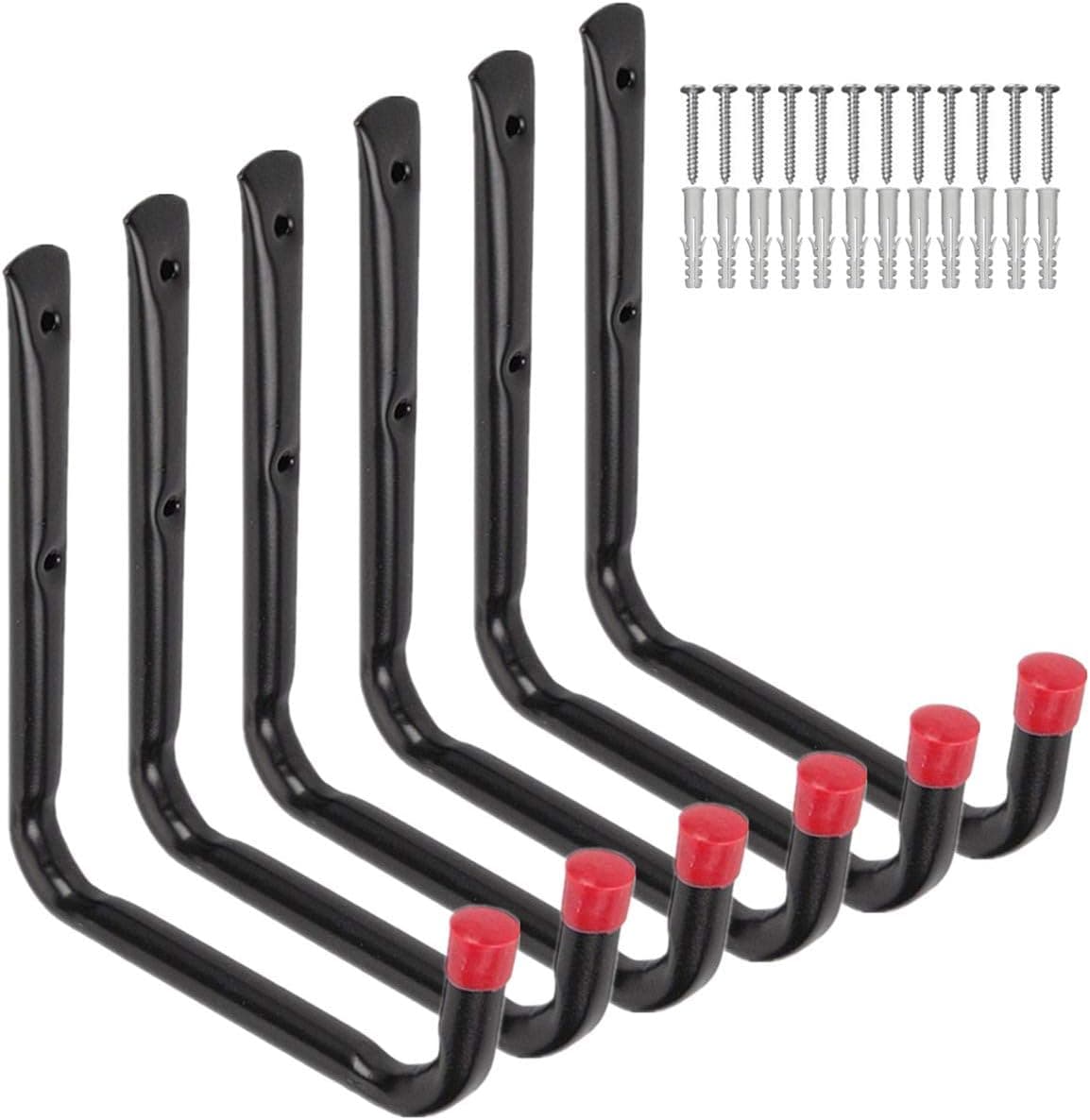 Whrsinlor Heavy Duty Utility Garage Storage Hooks, Ladder Storage Hook Wall Mount J Organizer Hangers for Hoses, Garden Tools, Cords, Cables, Toy Bag