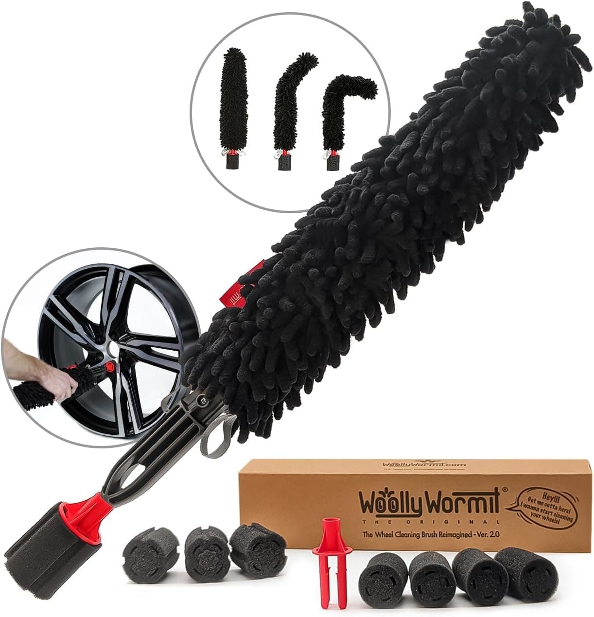 Woollywormit Wheel Cleaning Brush Car Detailing Kit, Rim Brush and Wheel Cleaner Brush Set