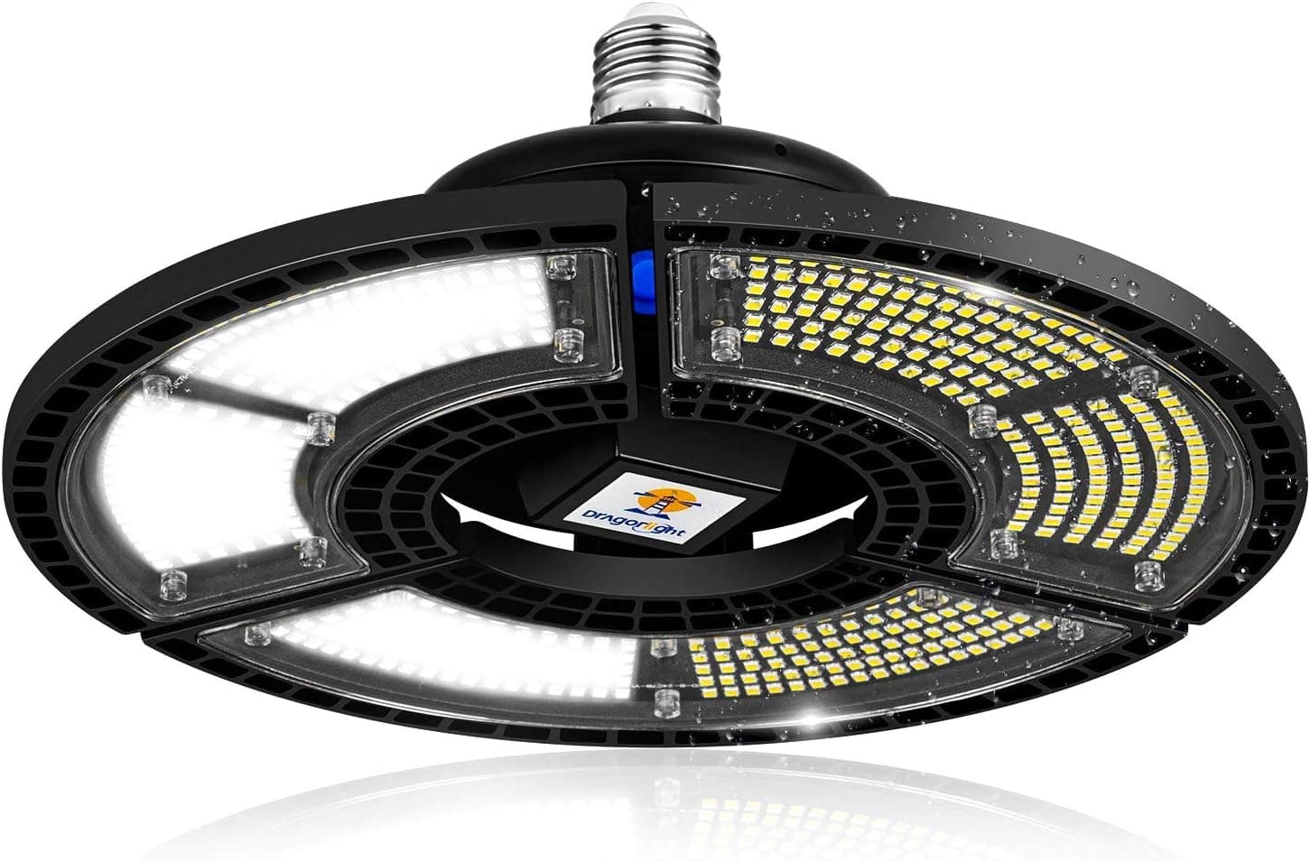 120W Super Bright LED Garage Ceiling Lights Deformable - IP65 Waterproof Dusk to Dawn LED UFO High Bay Light Fixture - Tribright 6000K 15,000 Lumens E26 for Commercial Warehouse Workshop Wet Location