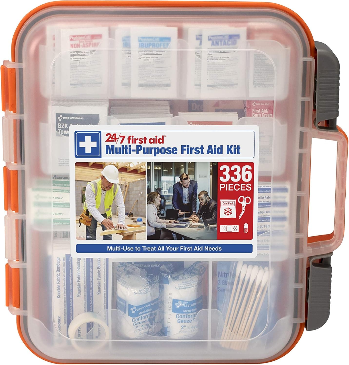 24/7 First Aid OSHA Compliant First Aid Kit, All-Purpose 100-Person, 336 Pieces