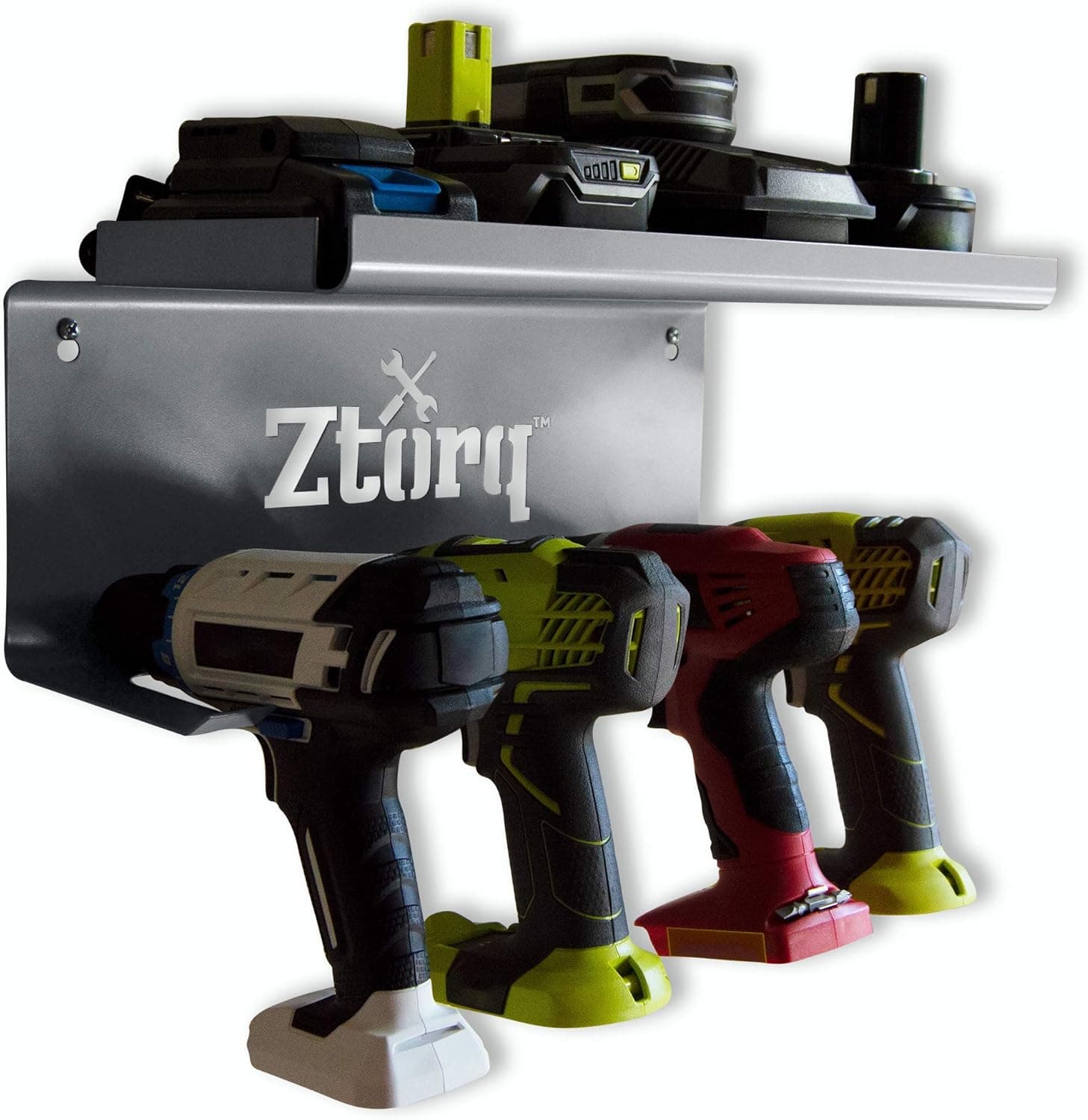 Ztorq Cordless Drill Tool Organizer, Drill Holder Wall Mount Shelf Rack and Charging Station