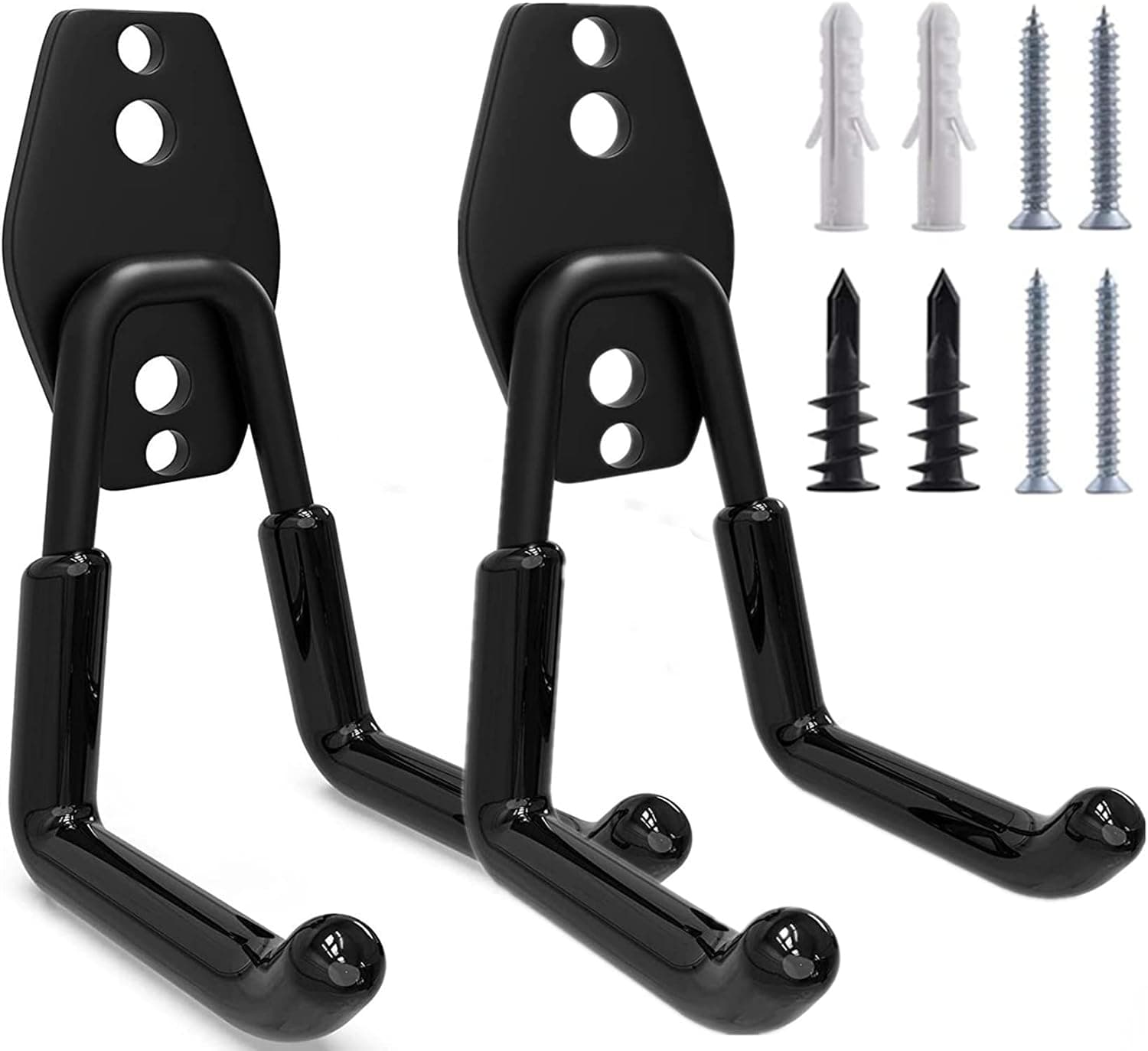 LAOSGE Garage Storage Utility Hooks, 2 Pack Garage Garden Tool Organizer, Hanging Utility Wall Mount Hooks, Heavy Duty U-Hooks Tool Storage Organizer