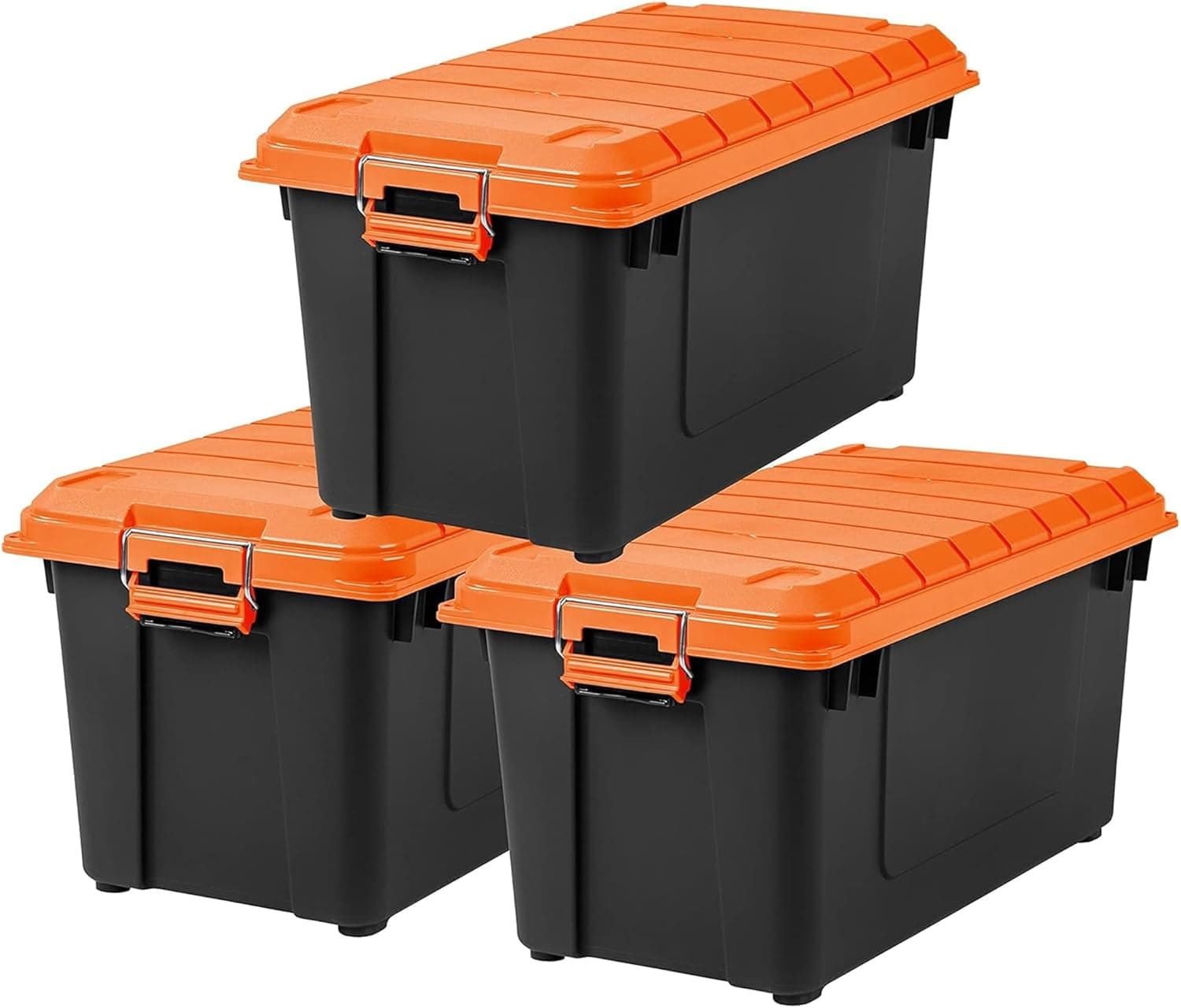 IRIS USA 21 Gallon Heavy-Duty Plastic Storage Bins with Durable Lid and Secure Latching Buckles, 3 Pack
