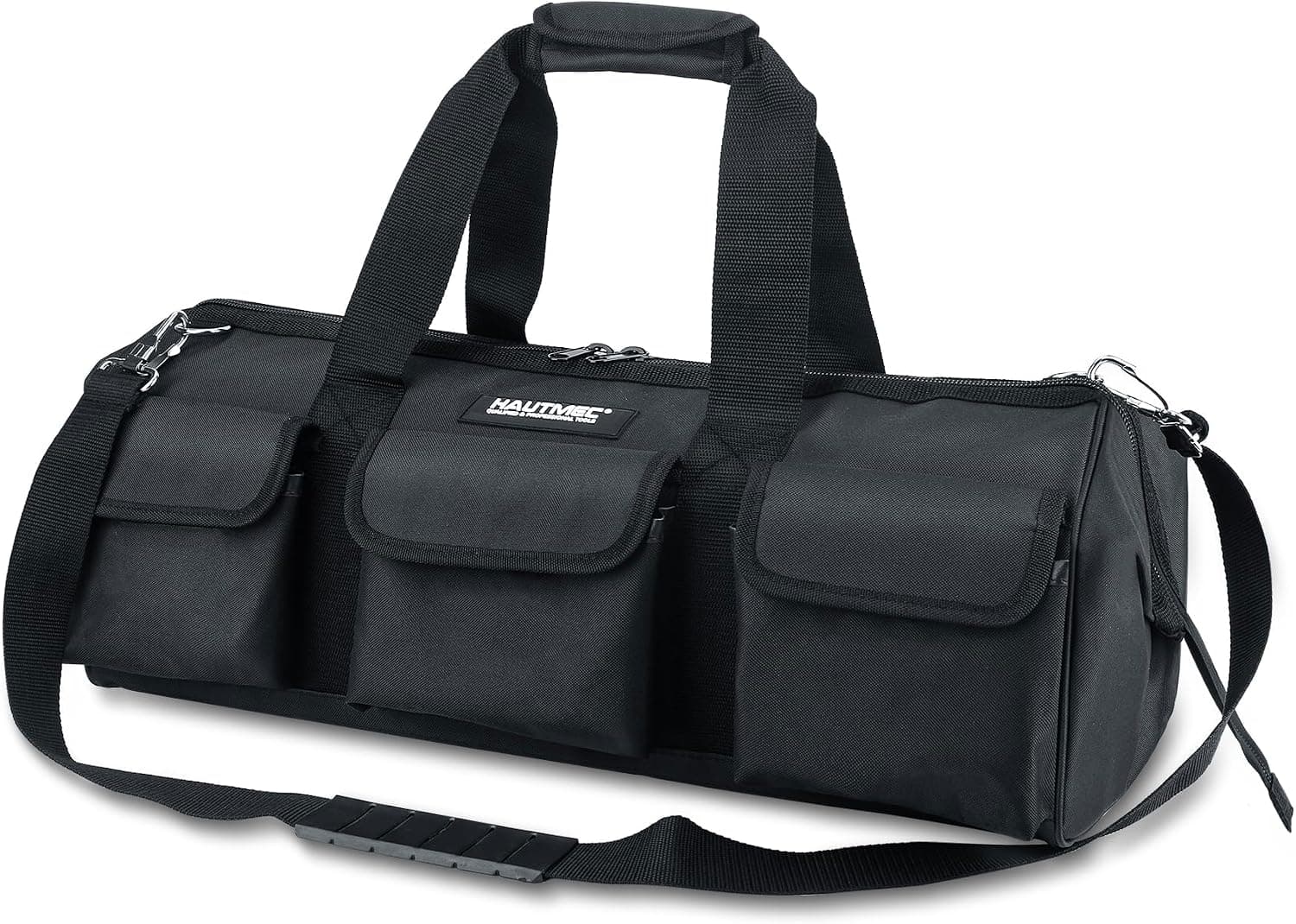 HAUTMEC 24 in Large Contractor Tool Bag, Oxford Wide Mouth, 21-Pockets, Metal Frame, HT0184