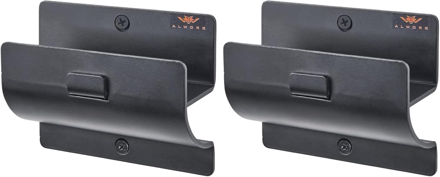 Ladder Hanger set of 2 For Garage Wall - Black Heavy Duty Utility Hook For Wall Mount Ladder Storage, Hang Wheelbarrow, Folding Chair