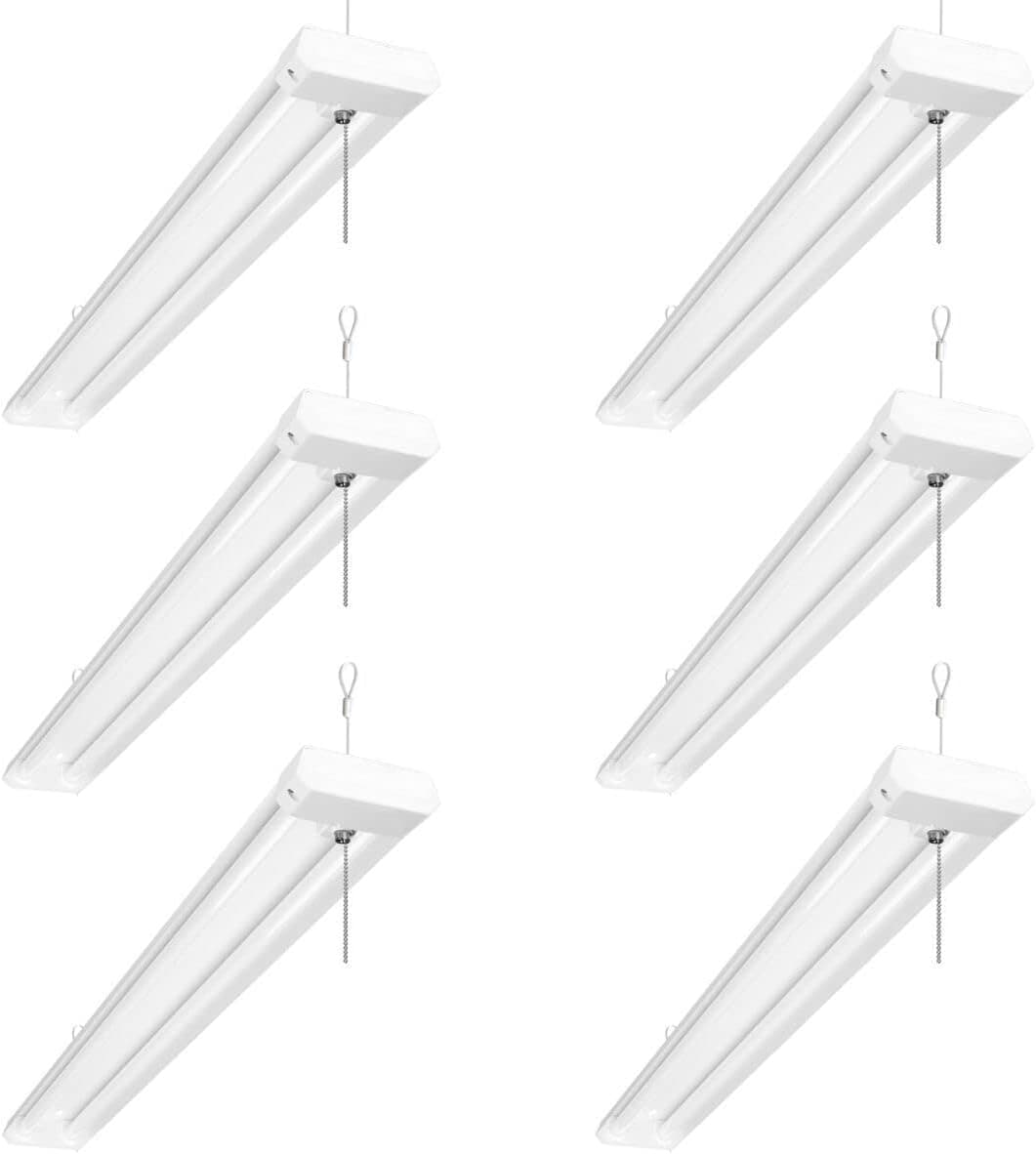Lepro 4ft Linkable LED Shop Lights, 42W 4200lm Garage Ceiling Light Fixture, 5000K Daylight White, 6 Packs