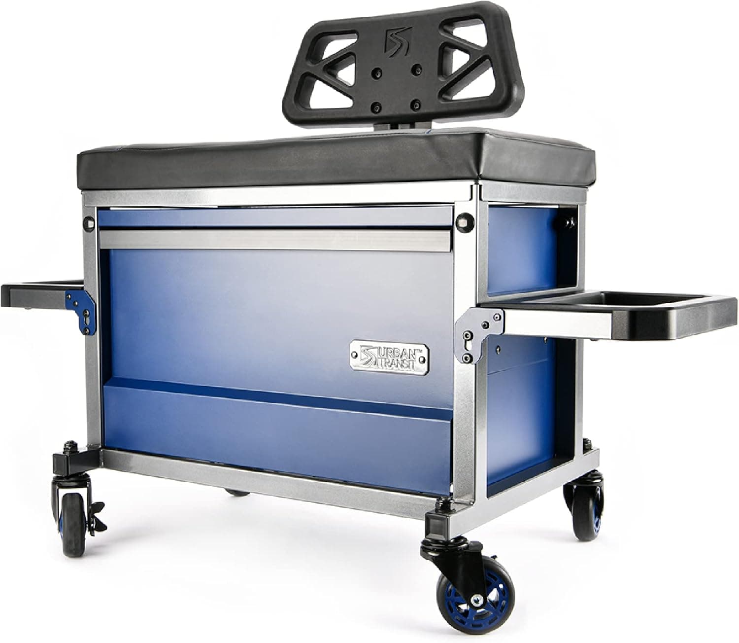 URBANTRANSIT The Beast Heavy Duty Shop Stool with Backrest, 500 Lb Capacity, Tool Storage, Cupholder, 360 Wheels