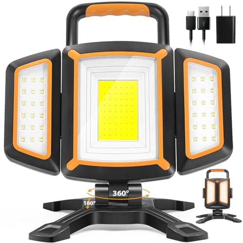 TRESDA 3000LM Rechargeable Work Light, Magnetic LED, Foldable & Portable | 360° Adjustable • 4400mAh Battery • 3-9H Runtime • 5 Light Modes • Garage • Car Repair • Workshop • Jobsite • Camping