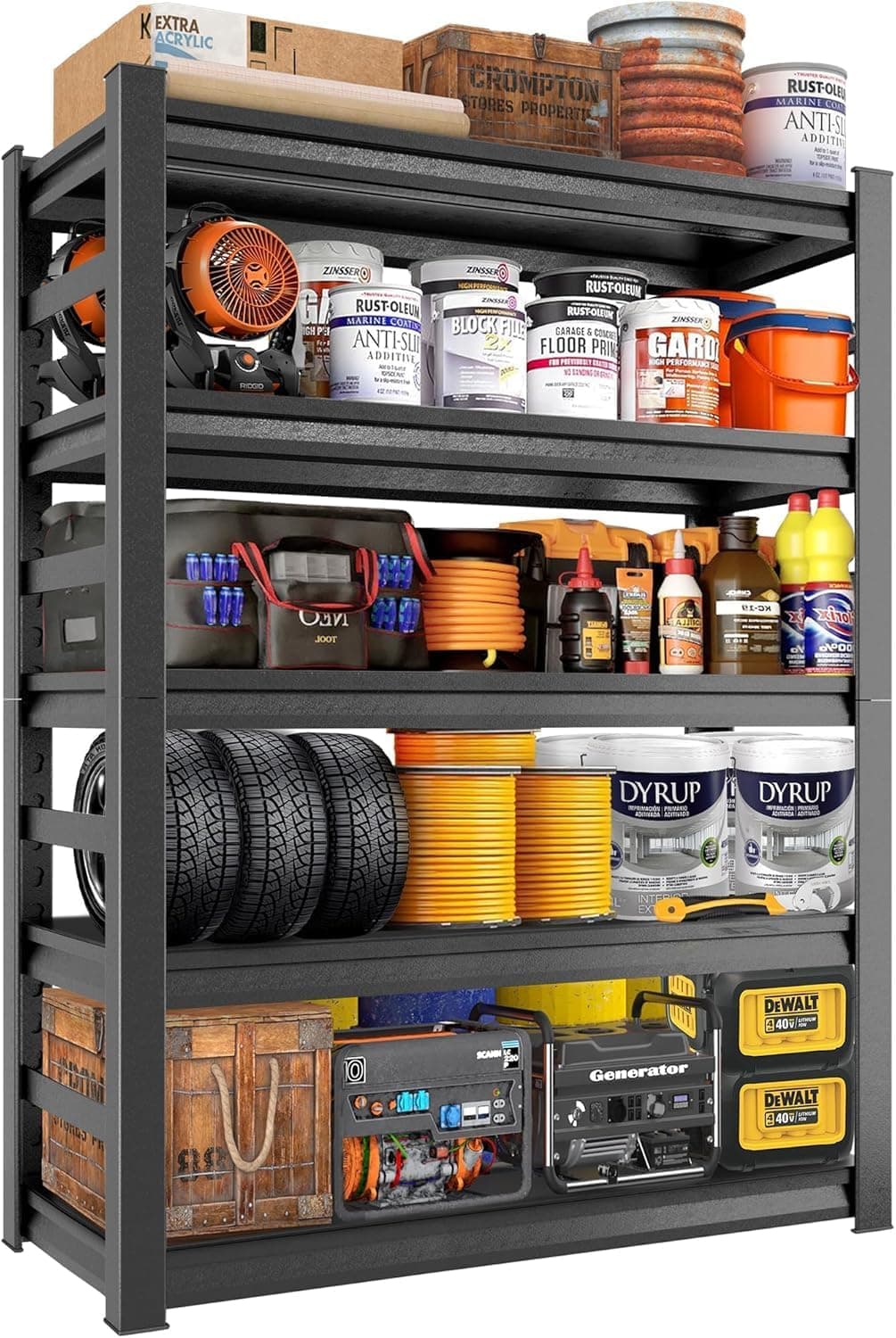Bezuny Garage Shelving Unit and Storage, Easy Assembly Metal Shelves 5-Tier Rack, Heavy-Duty Adjustable Shelf, Steel Shelves (35.4"W x 15.8"D x 72"H)
