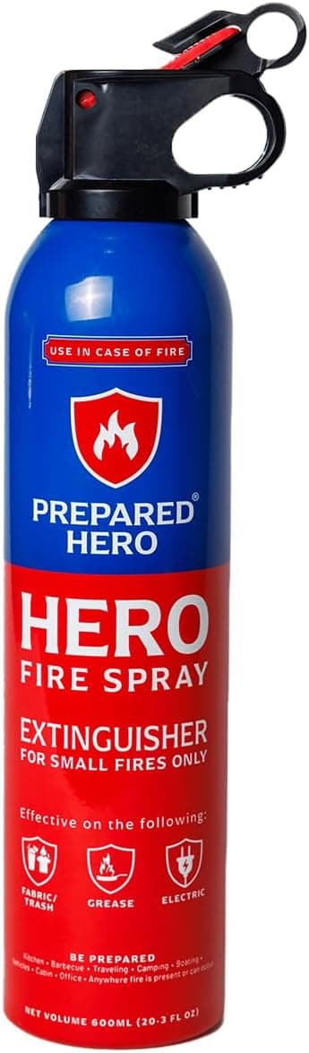 Prepared Hero Fire Spray - Mini Fire Extinguisher for House, Car, Garage, Kitchen, 1 Pack