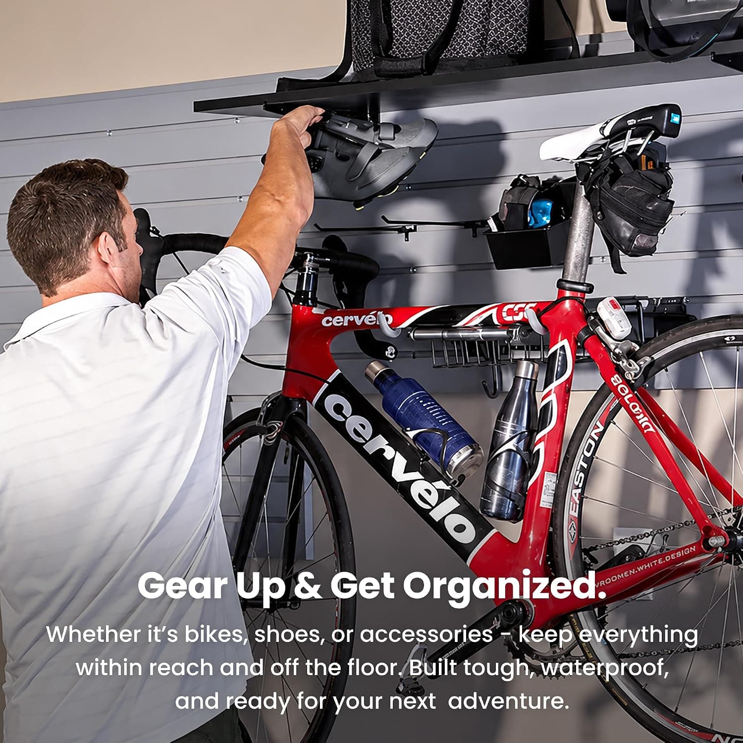 DLDIRECT 3 Colors Slatwall Panel Garage Organizer, Heavy Duty Wall Mounted PVC Rack, Interlocking