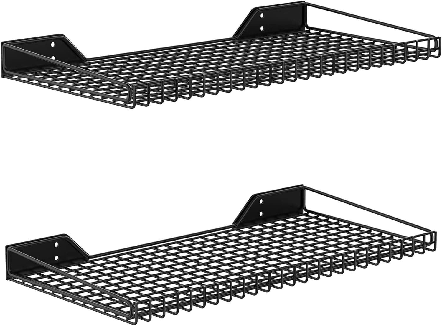 WALMANN 2 Pack Garage Wall Shelf, 23.5in x 12in Wall Mounted Storage Shelves for Garage, Closet, Laundry Room, Heavy Duty Wall Shelving, Holds Up to 65 lbs (Black)