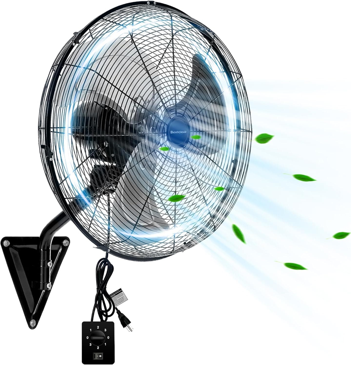 20" Wall Mount Fan, 7100CFM Heavy Duty High Velocity Industrial Oscillating Fan for Garage, ETL Listed