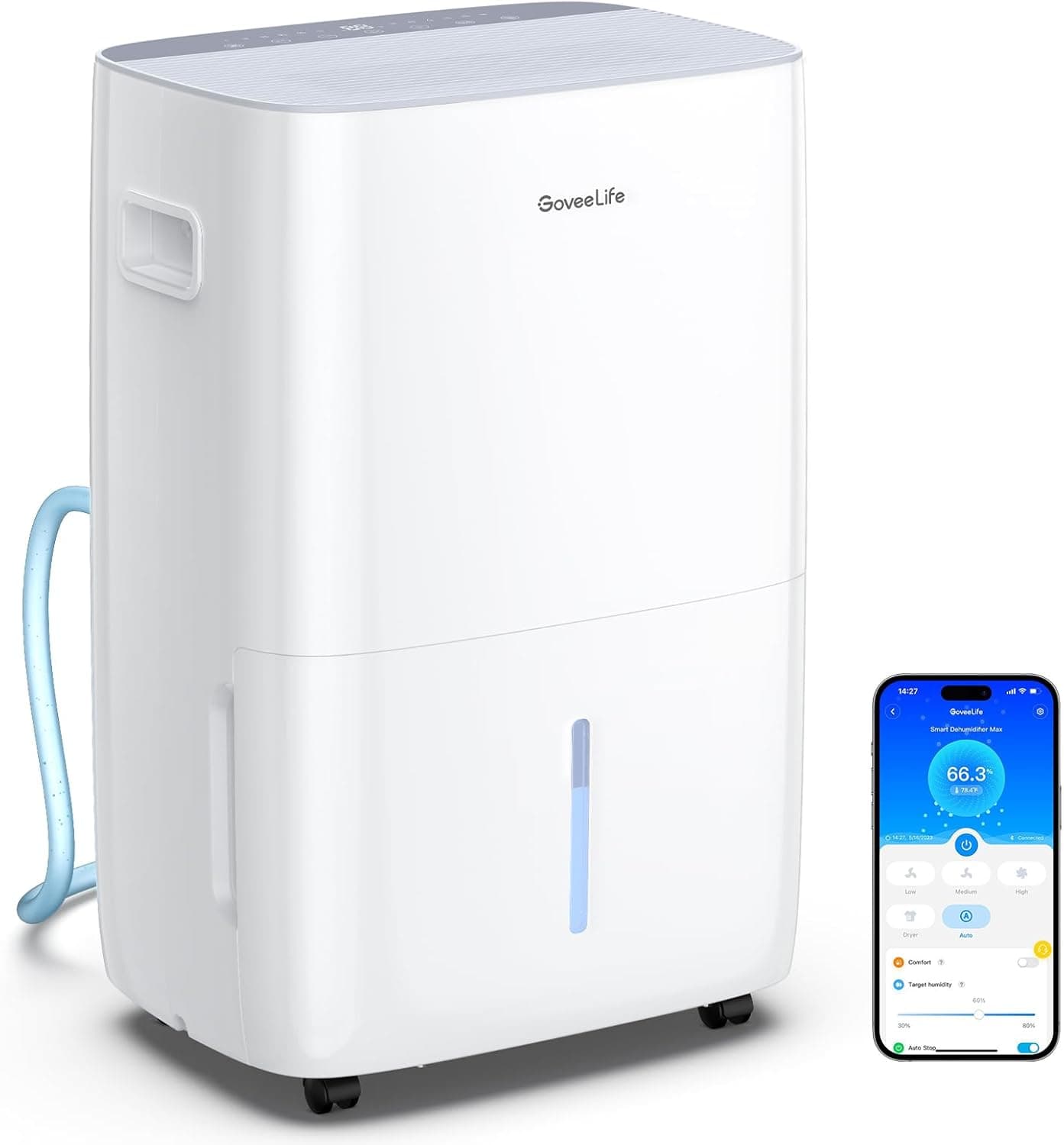 GoveeLife Dehumidifier for Home 4,500 Sq.Ft, 50 to 137 Pint Smart Auto Humidity Control, Drain Hose, WiFi