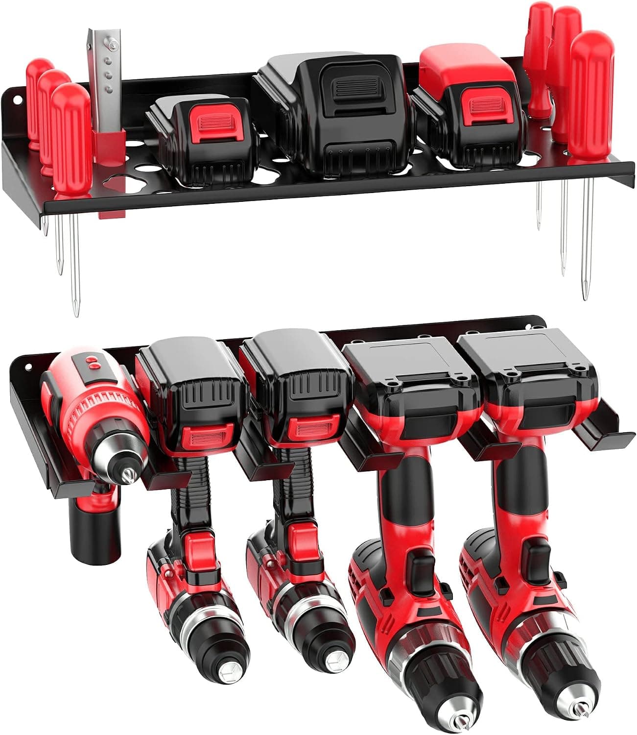 Ultrawall Power Tool Organizer, Wall Mount Drill Holder, Heavy Duty Metal Cordless Tool Storage Rack