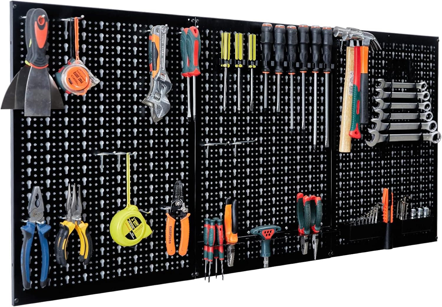 Ultrawall Peg Board Wall Organizer 4 ft Metal Pegboard Garage Tool Storage Kit, 45pcs