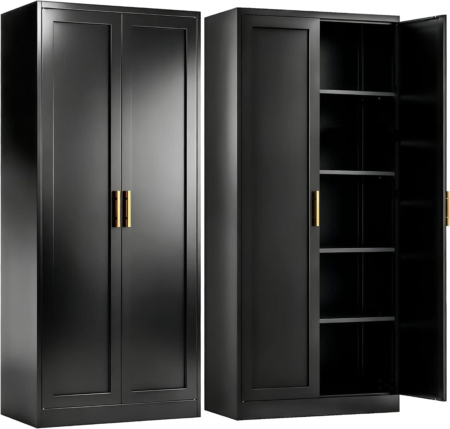 YEEZER Metal Storage Cabinet with Locking Doors and Shelves, 71" Large Garage Locker, 4 Adjustable Shelves, White