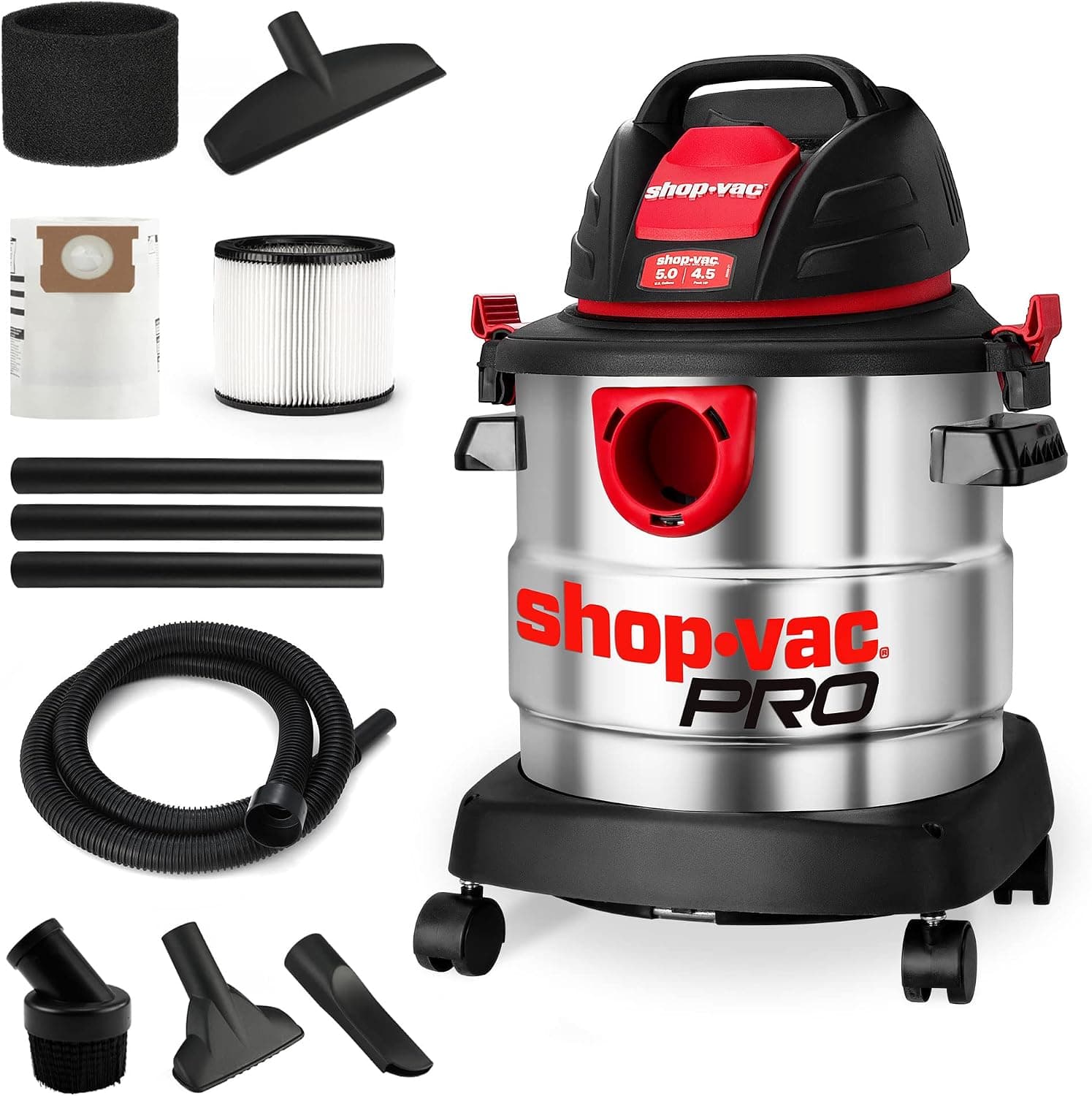 Shop-Vac 5 Gallon 4.5 Peak HP Wet/Dry Vacuum, Stainless Steel Tank, 5920588