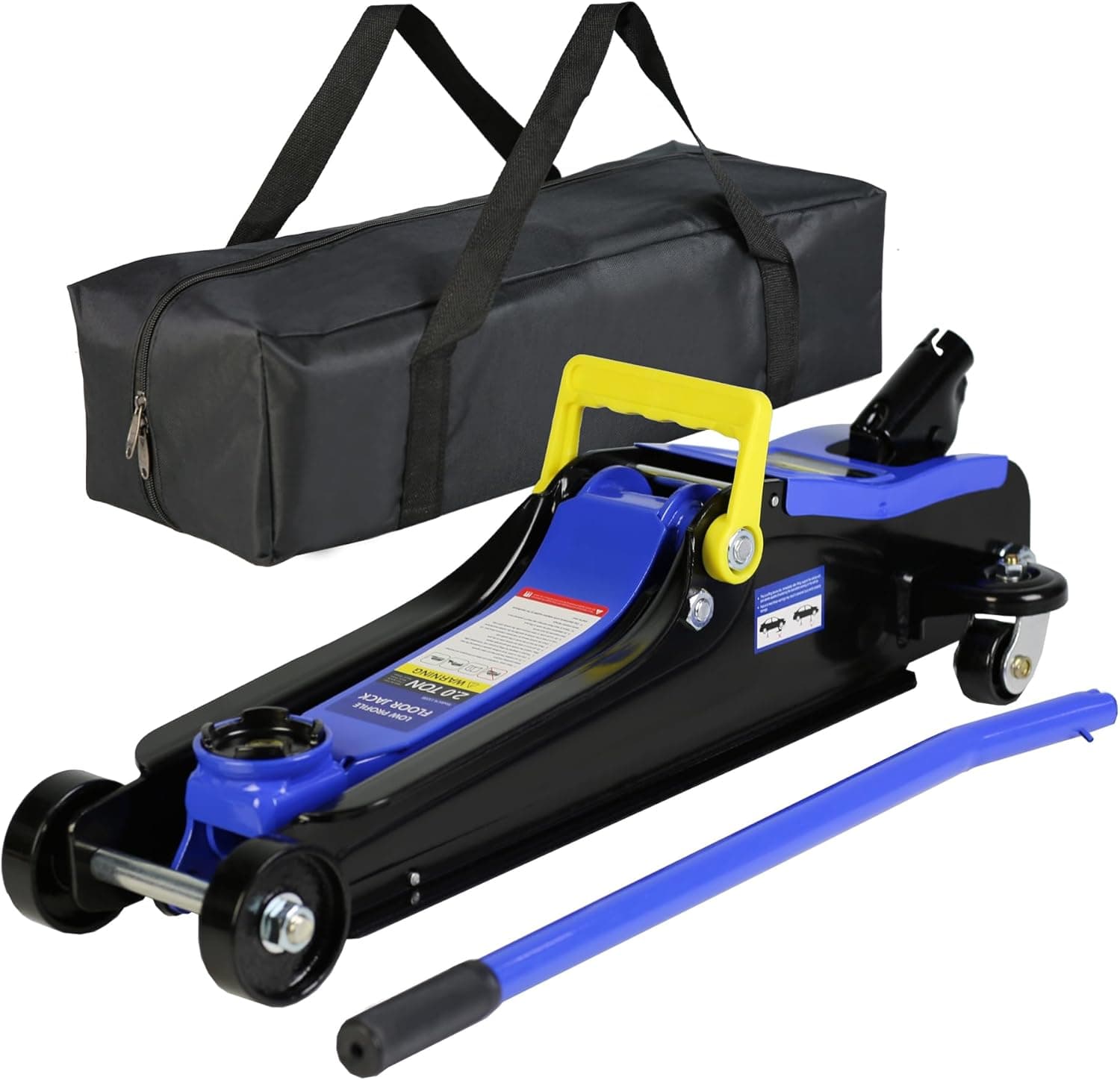 2 Ton Low Profile Floor Jack, Hydraulic Steel Racing Floor Jack, Lift Range 3.3"-15.2"