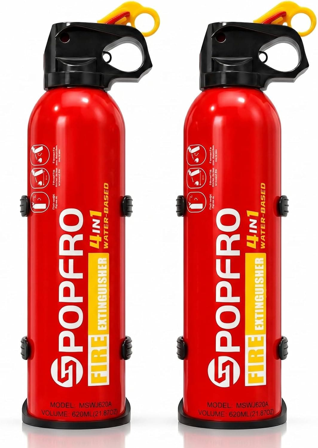 POPFRO Portable Fire Extinguisher 4-in-1 for Home, Garage, Kitchen, Car, Wall Mount Incl (2PK)