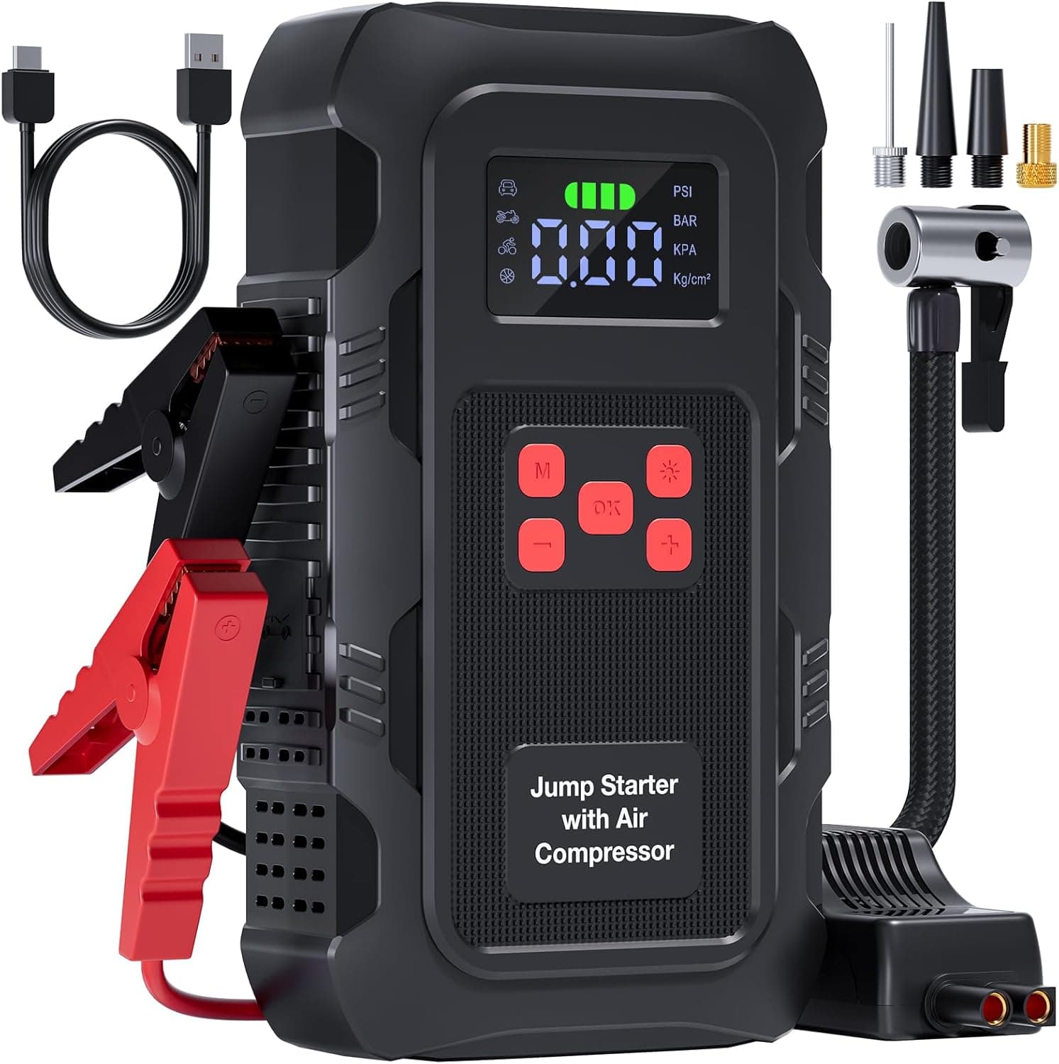HPBS Jump Starter - 3000A Car Jump Starter for Up to 10L Gas and 8L Diesel Engines, 12V Portable Battery Jump Starter Box with 3.0" LCD Display, H3000