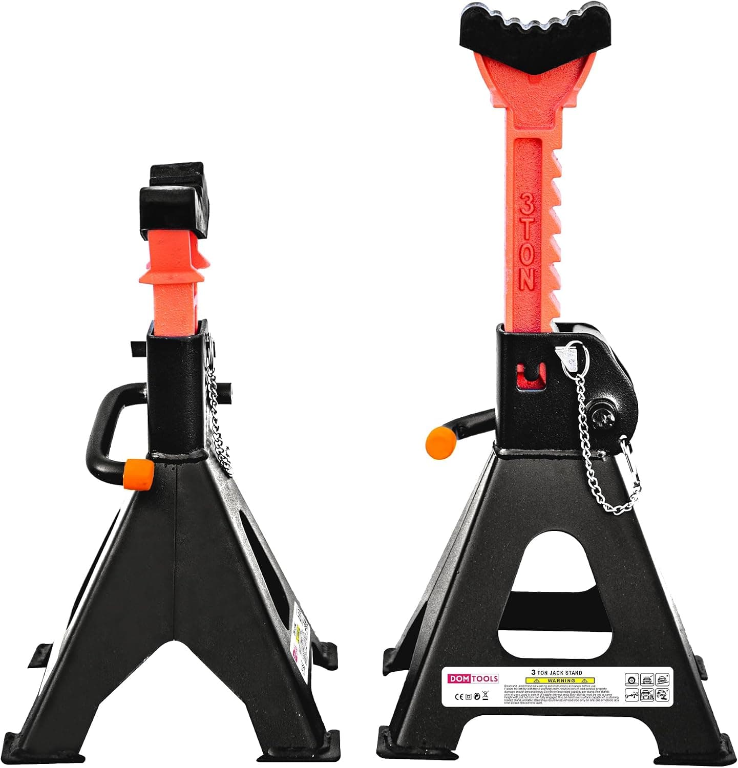 3 Ton Jack Stands with Rubber Cap and Safety Pin, 6000 lbs Capacity, Adjustable, 1 Pair