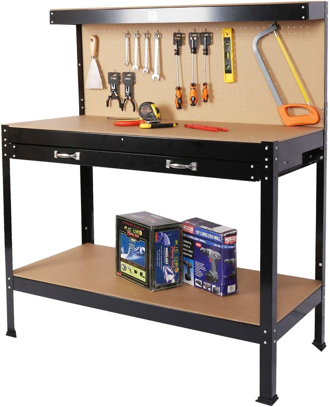 Workbench with Drawers, Garage Workbench Multipurpose Organizer Work Table