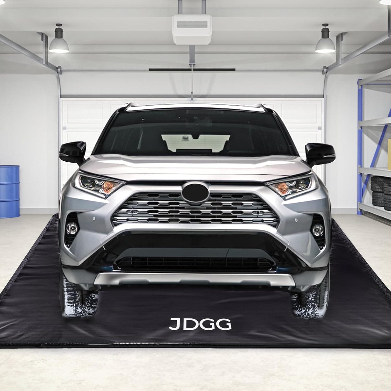 JDGG Waterproof Garage Floor Mat for Under Car, 7'9"x18' Heavy Duty Containment Mat with Squeegee