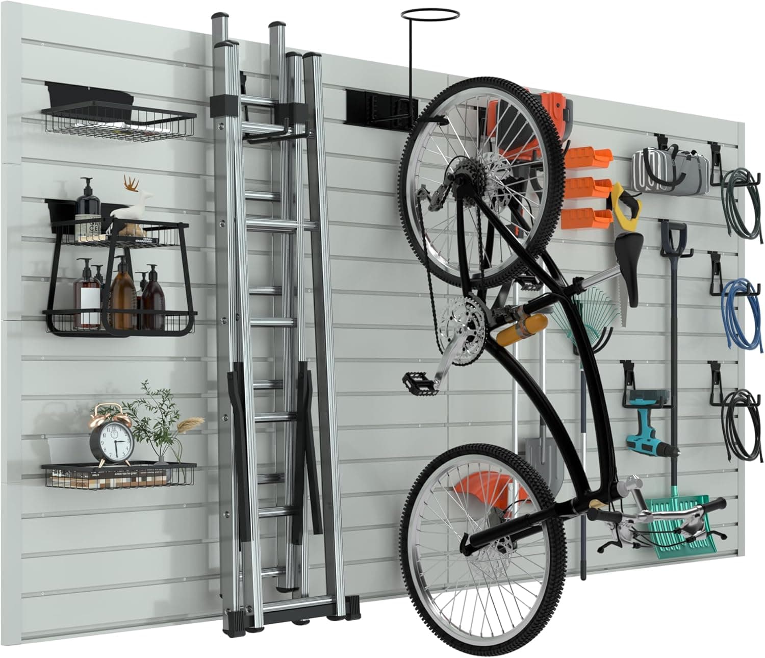 RELIANCER PVC Slat Wall Panels 4ft by 8ft (32 sqft) Garage Organizer Storage System, Interlocking
