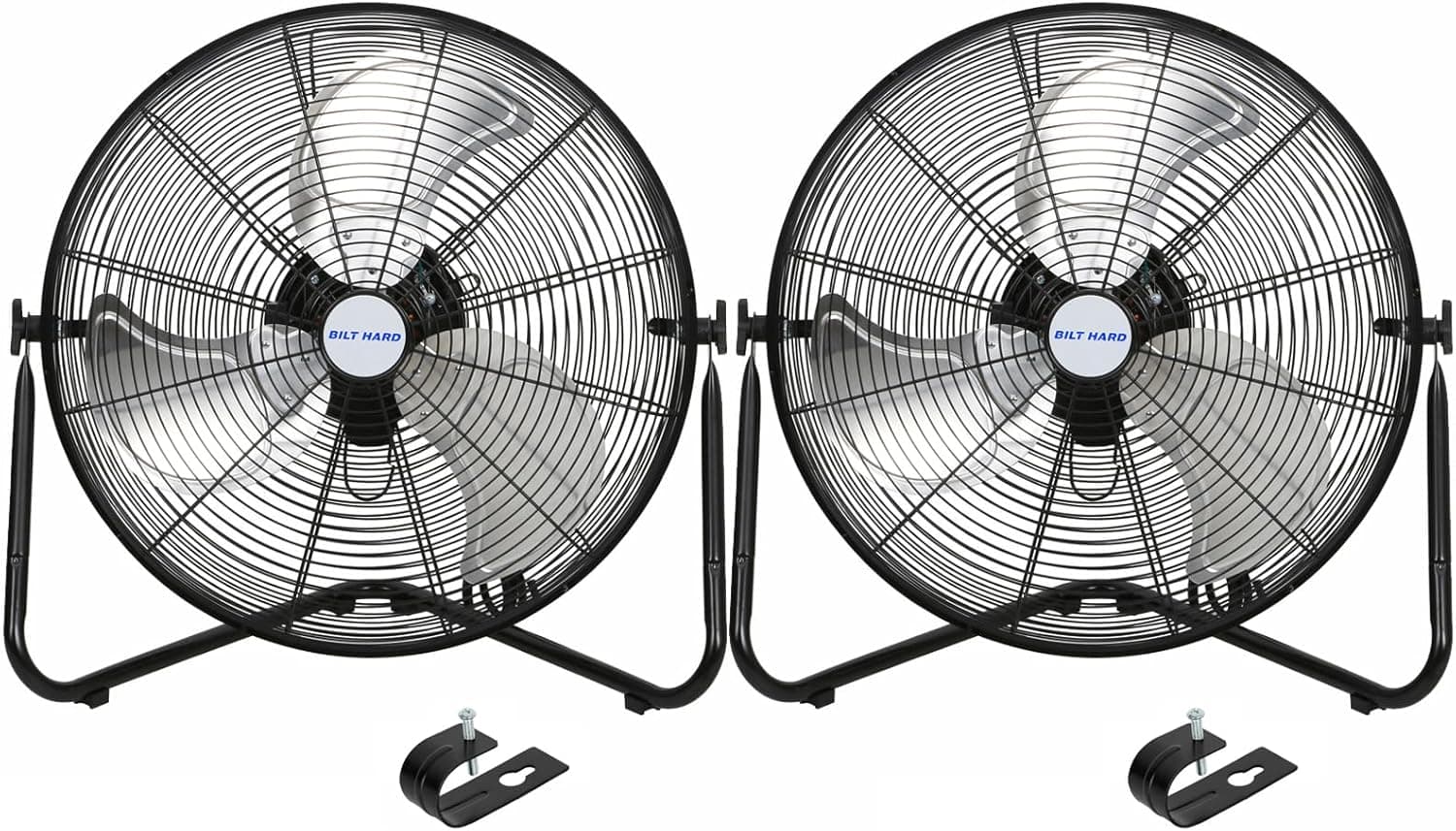 BILT HARD 20" High Velocity Floor Fan, 4600 CFM 3-Speed Industrial Shop Fan with Wall-Mounting System, 2 Pack