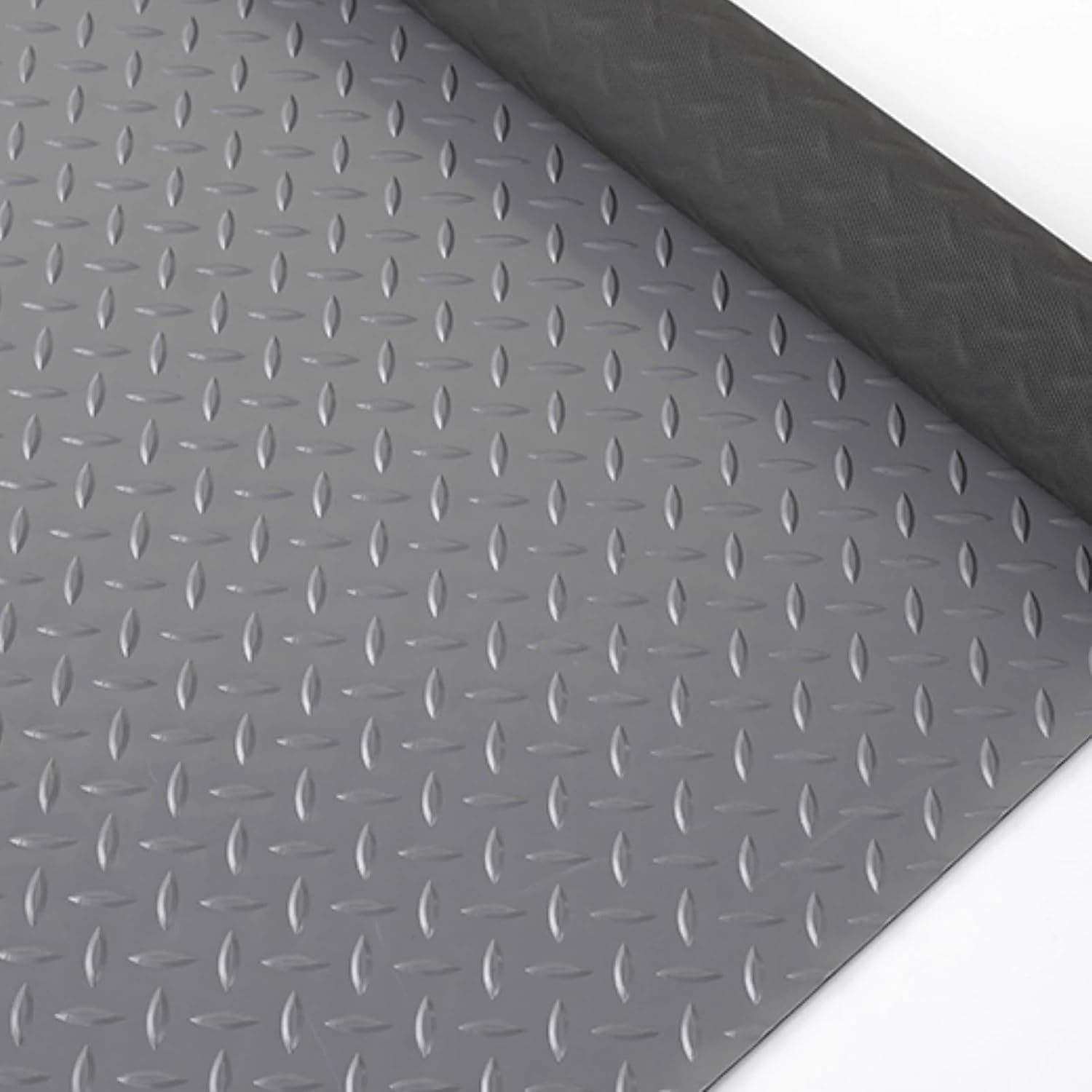 Garage Floor Mat, 2mm Thick Diamond Plate Sheet PVC Roll for Under Car Parking, Water/Stain Resistant Floor Runner, 4x20ft