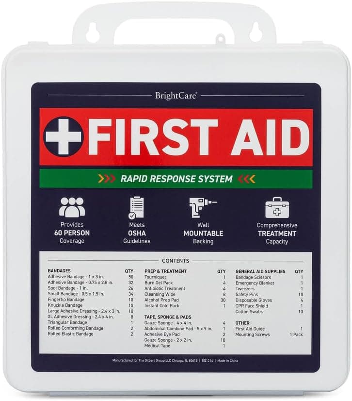 Professional First Aid Kit for Workplace, Wall Mountable & Portable Hard Case, OSHA Compliant, 280 Piece Large