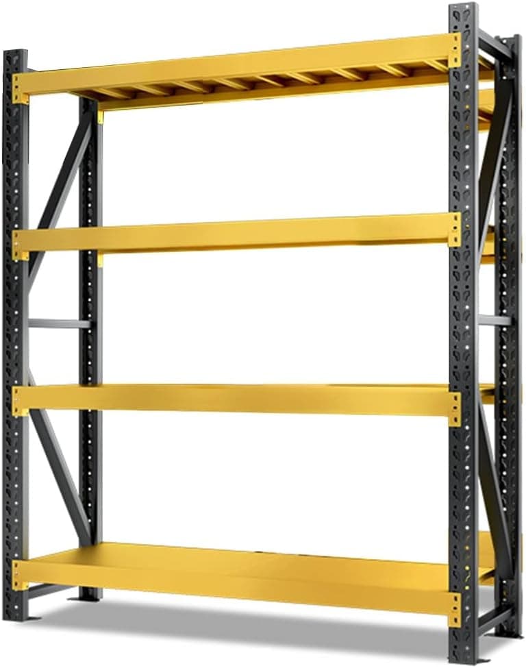 MKLFBY 4 Tier Industrial Shelving Unit, Black Heavy Duty Steel Welded Storage Rack, per Shelf Load 400 lbs, Height Adjustable