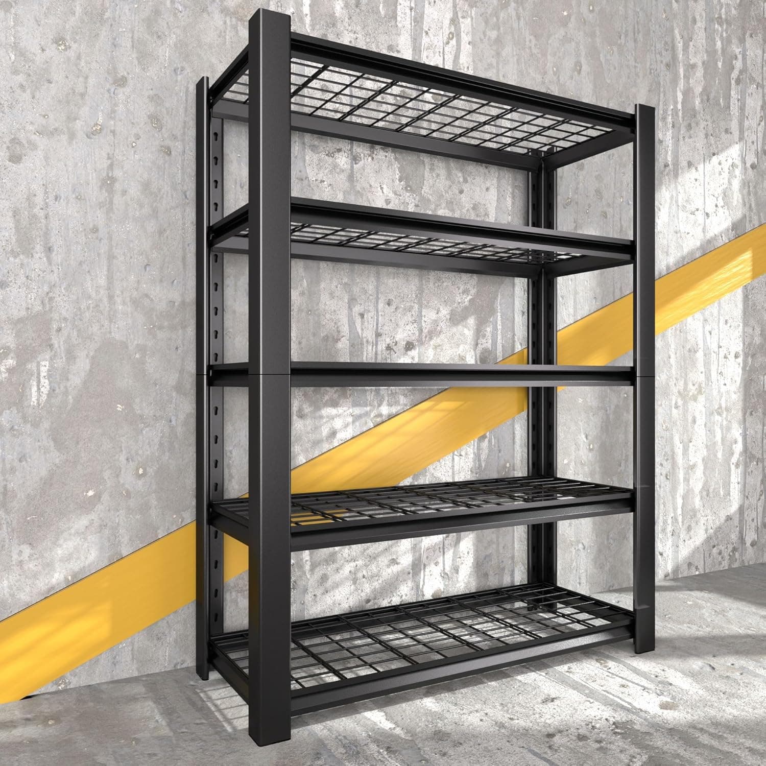 Heavy Duty Garage Shelving Unit with Wire Grid Shelves, 72"H x 48"W x 20"D, 5-Tier Adjustable Metal