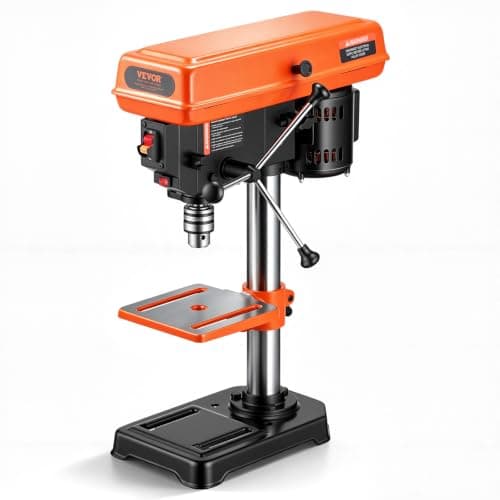 VEVOR 8-Inch Benchtop Drill Press 2.5 Amp Tabletop Bench Drilling Machine | for Wood Metal, 750 / 1140 / 1740 / 2340 / 3200 RPM Adjustable Speed, 0-45° Tilting Worktable, with LED Work Light