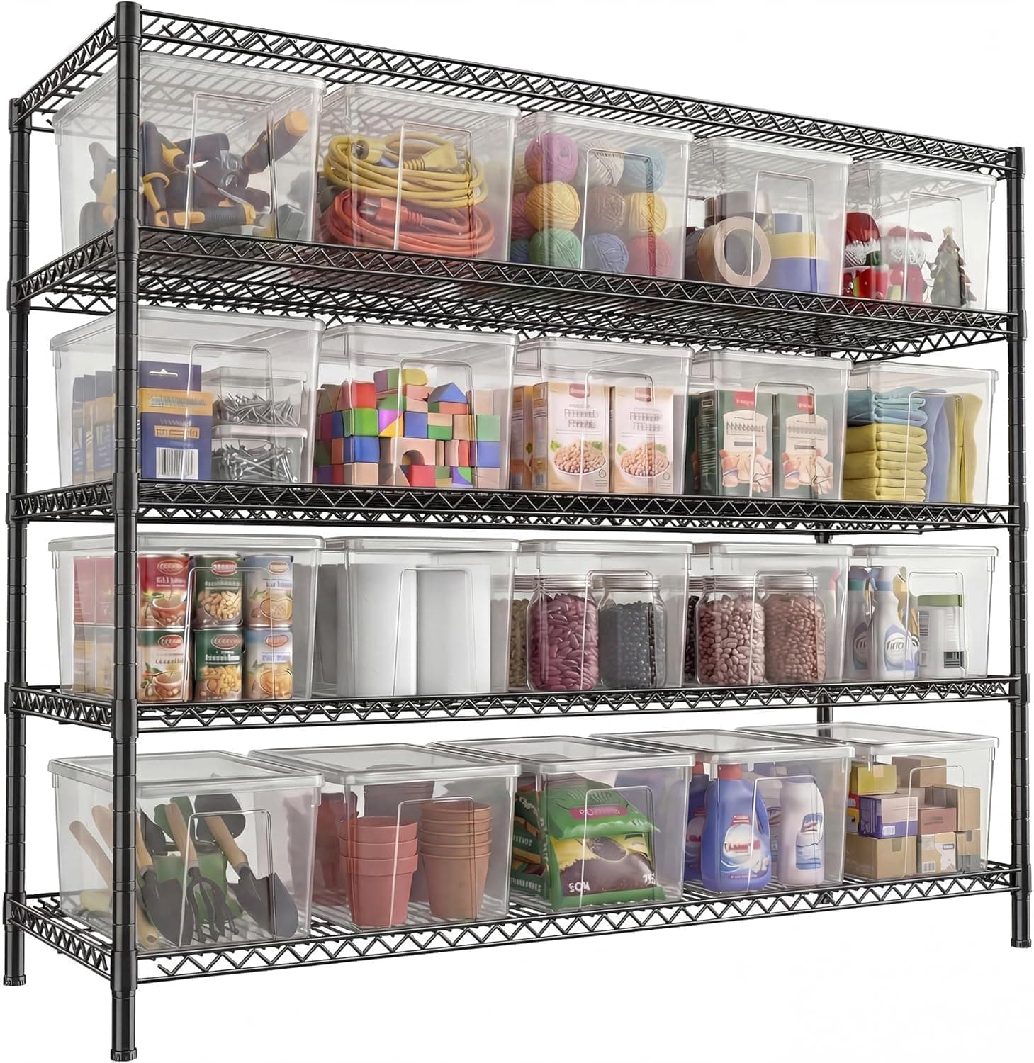 REIBII 3200LBS Storage Shelves 55.5"W Garage Shelving Heavy Duty 5 Tier Adjustable Wire 55.5"W x 18"D x 71"H