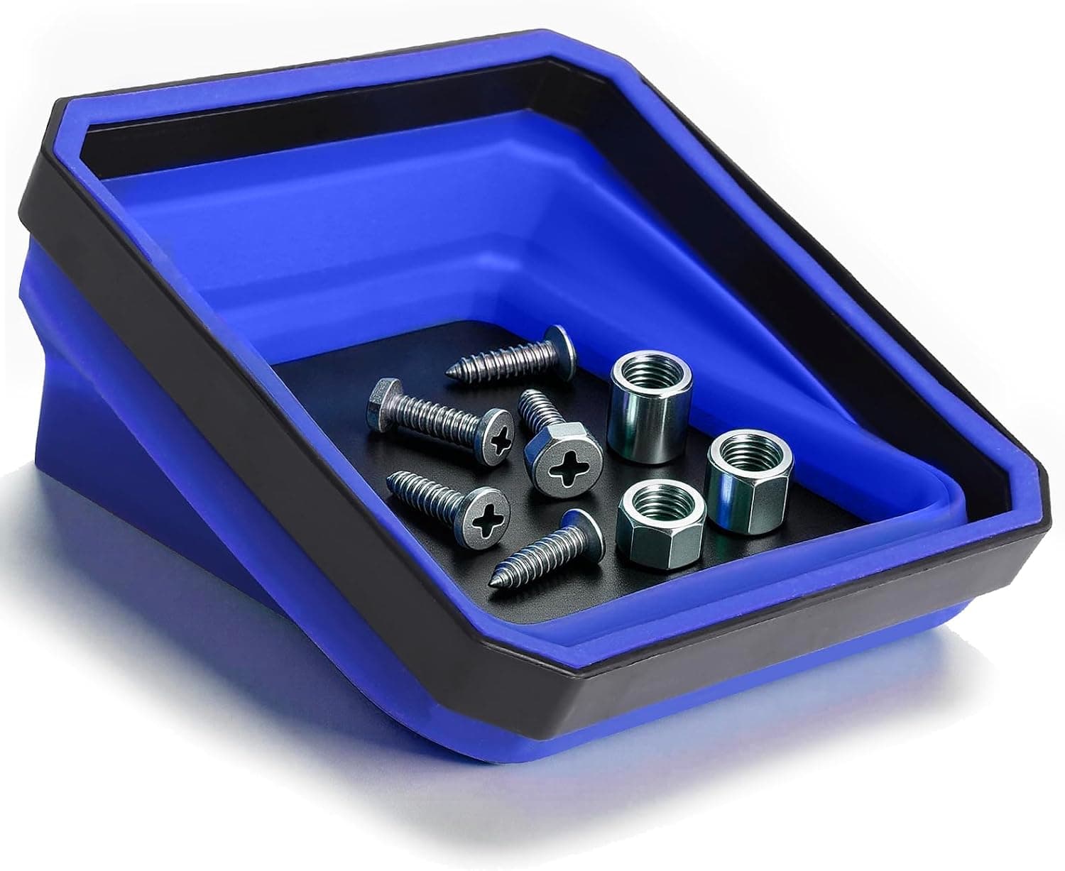 ALOANES Collapsible Magnetic Parts Tray Magnetic Screw Holder | Magnetic Bowl for Pins, Bolts, Nuts & Small Parts, Blue Workshop Mechanic Tools