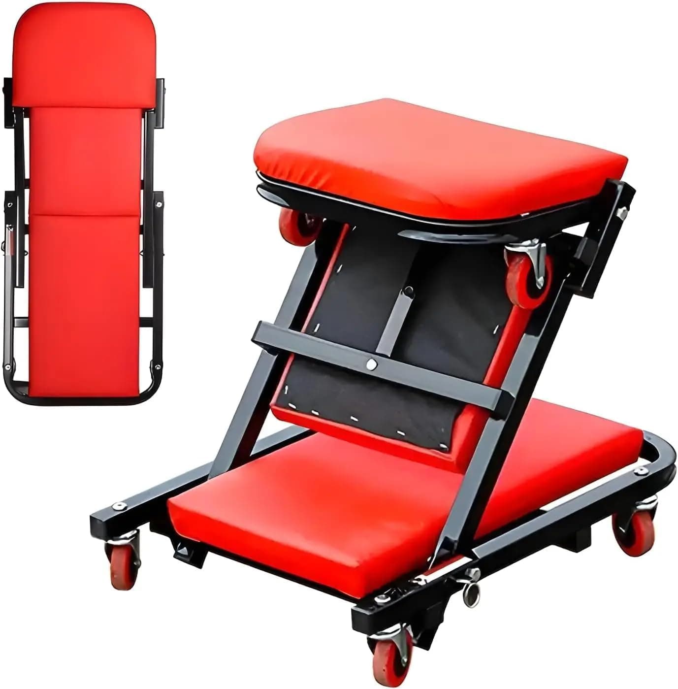 Mechanic Creeper Z-Creeper Garage Roller, 36 in 3-in-1 Folding 340 lbs, Padded Headrest