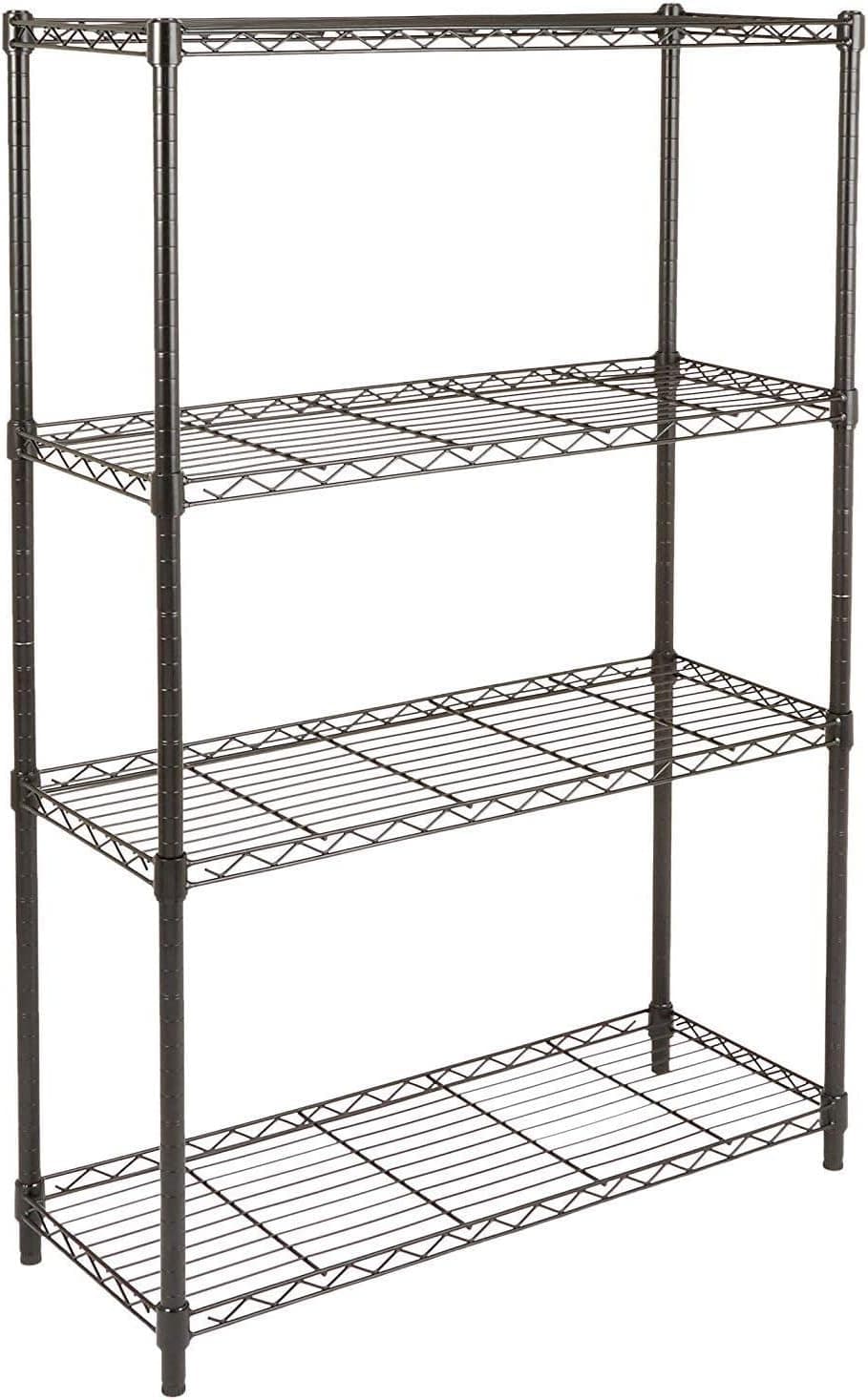 Amazon Basics 4-Shelf Adjustable Heavy Duty Steel Wire Rack Storage Shelving, 350 lbs Capacity Per Shelf, Easy No-Tool Assembly, 36" x 14" x 54", Black